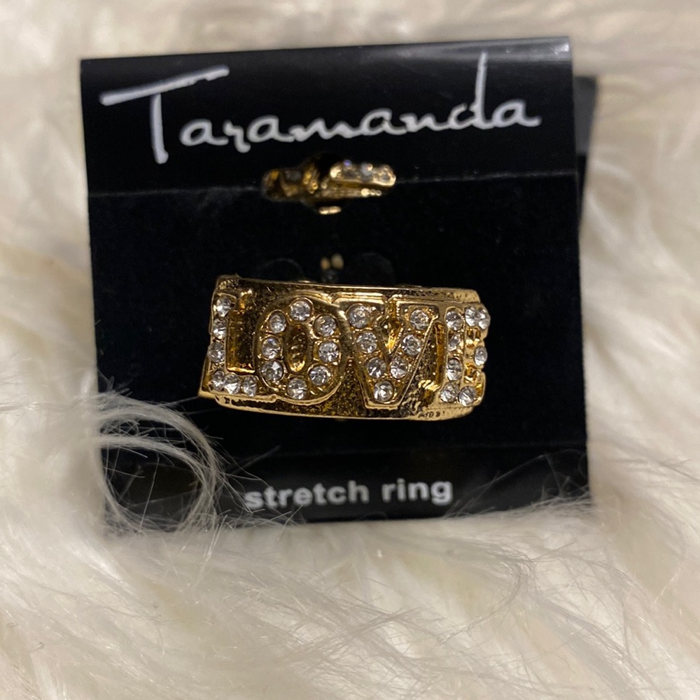 Taramanda Gold Stretch Ring with Bling Stones
